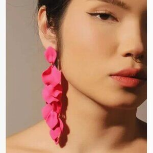 Floral Elegant long Pink Rose petals Earrings